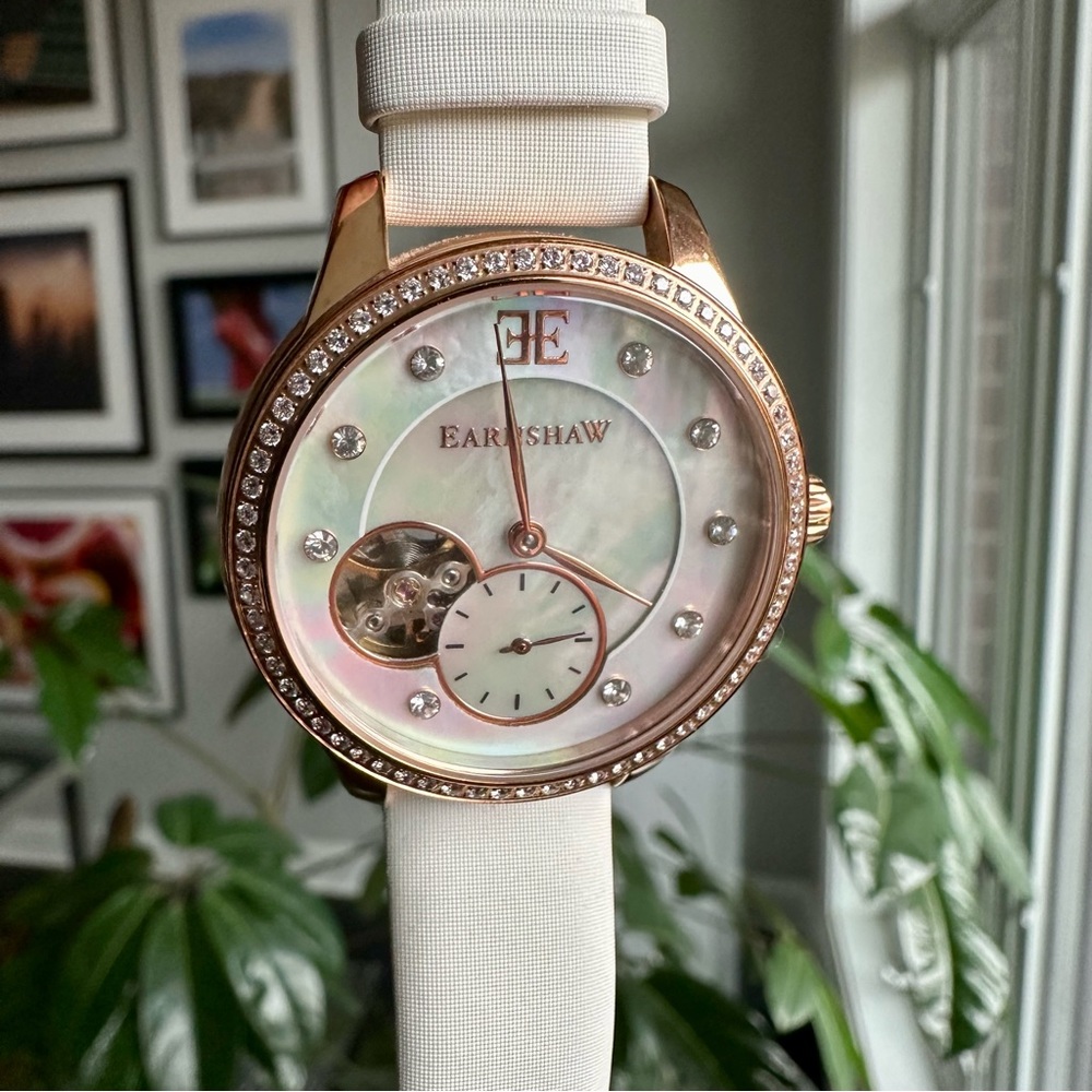 Thomas Earnshaw Ladyaustralis Ladies Automatic Watch with White Leather Strap